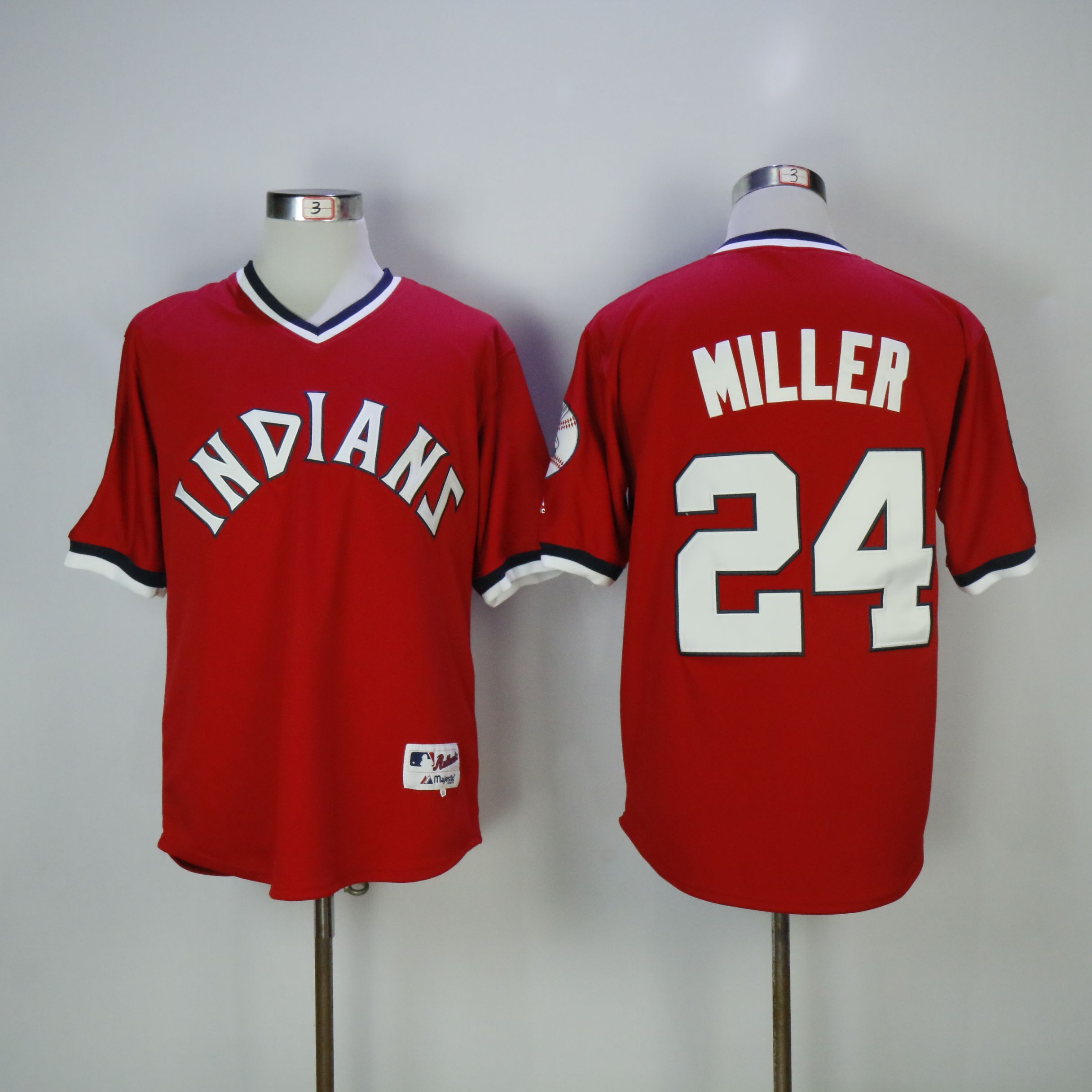 Men Cleveland Indians #24 Miller Red MLB Jerseys->cleveland indians->MLB Jersey